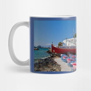 Greece. Mykonos island. Open-air taverna. Mug